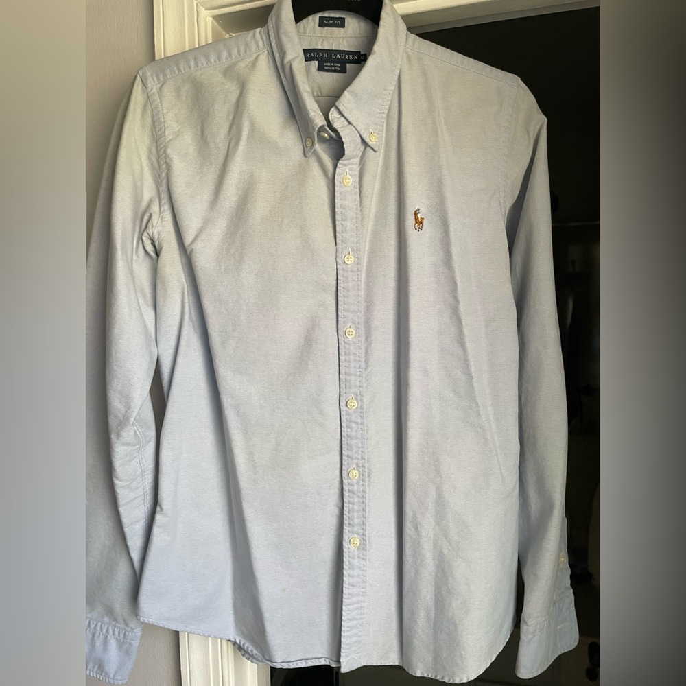 Ralph Lauren slim fit cotton blue Oxford button down